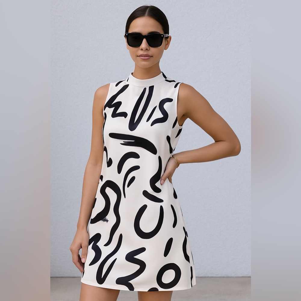 Cream Sleeveless Mini Dress - Picture 1 of 7